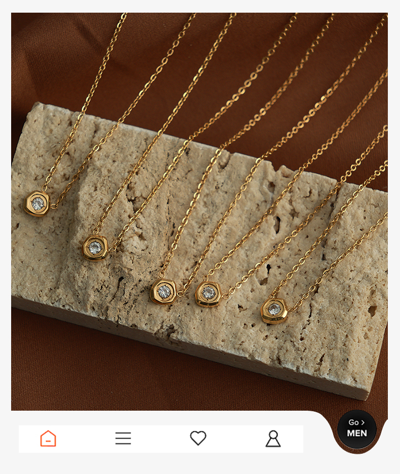 Einfacher Stil Geometrisch Titan Stahl Überzug Inlay Zirkon 18 Karat Vergoldet Halskette display picture 8