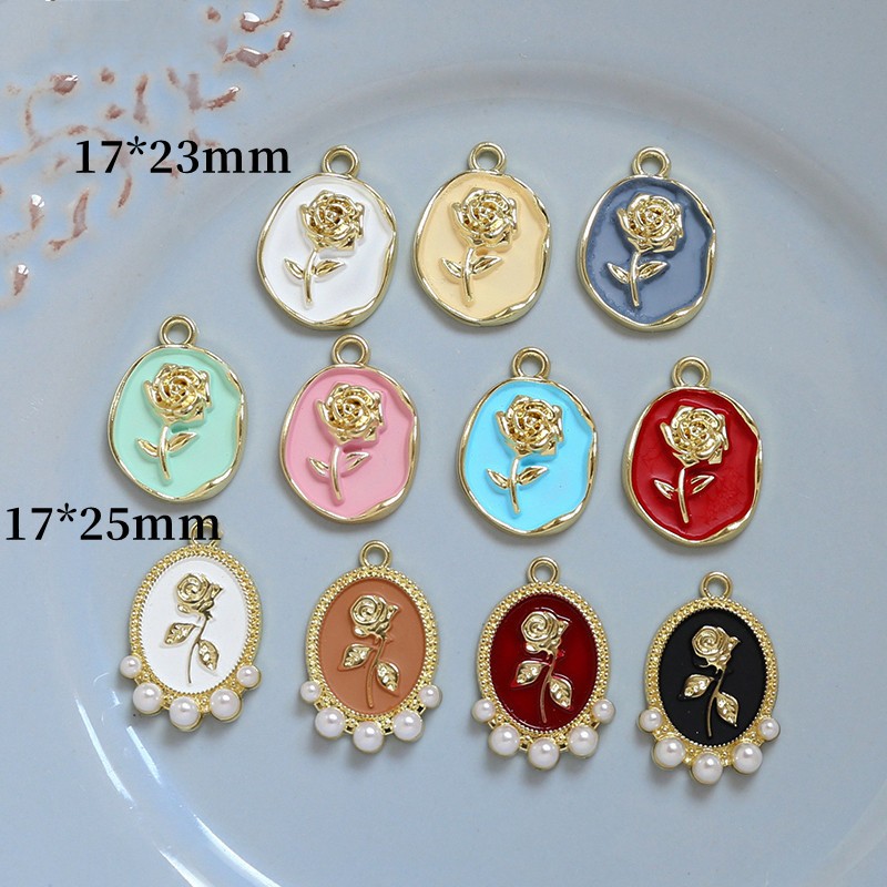 10 Pcs/package Sweet Rose Alloy Enamel Inlay Jewelry Accessories display picture 18