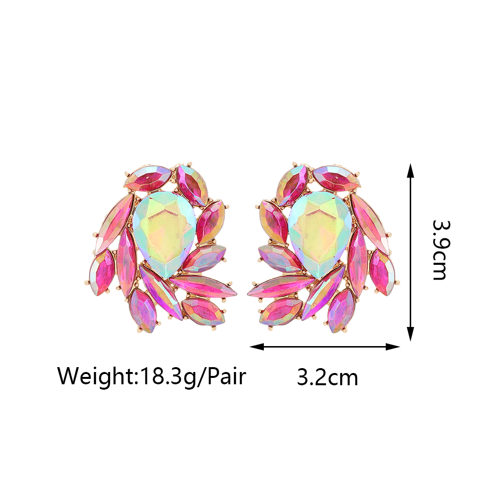 1 Pair Elegant Luxurious Shiny Wings Plating Metal Inlay Zinc Alloy Glass Ear Studs display picture 1