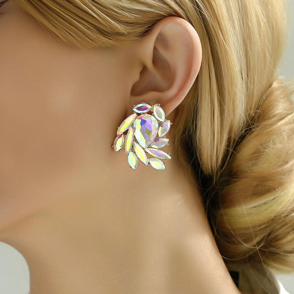 1 Pair Elegant Luxurious Shiny Wings Plating Metal Inlay Zinc Alloy Glass Ear Studs display picture 4