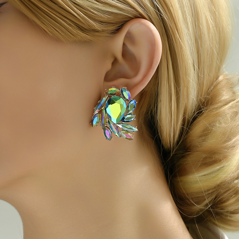 1 Pair Elegant Luxurious Shiny Wings Plating Metal Inlay Zinc Alloy Glass Ear Studs display picture 5