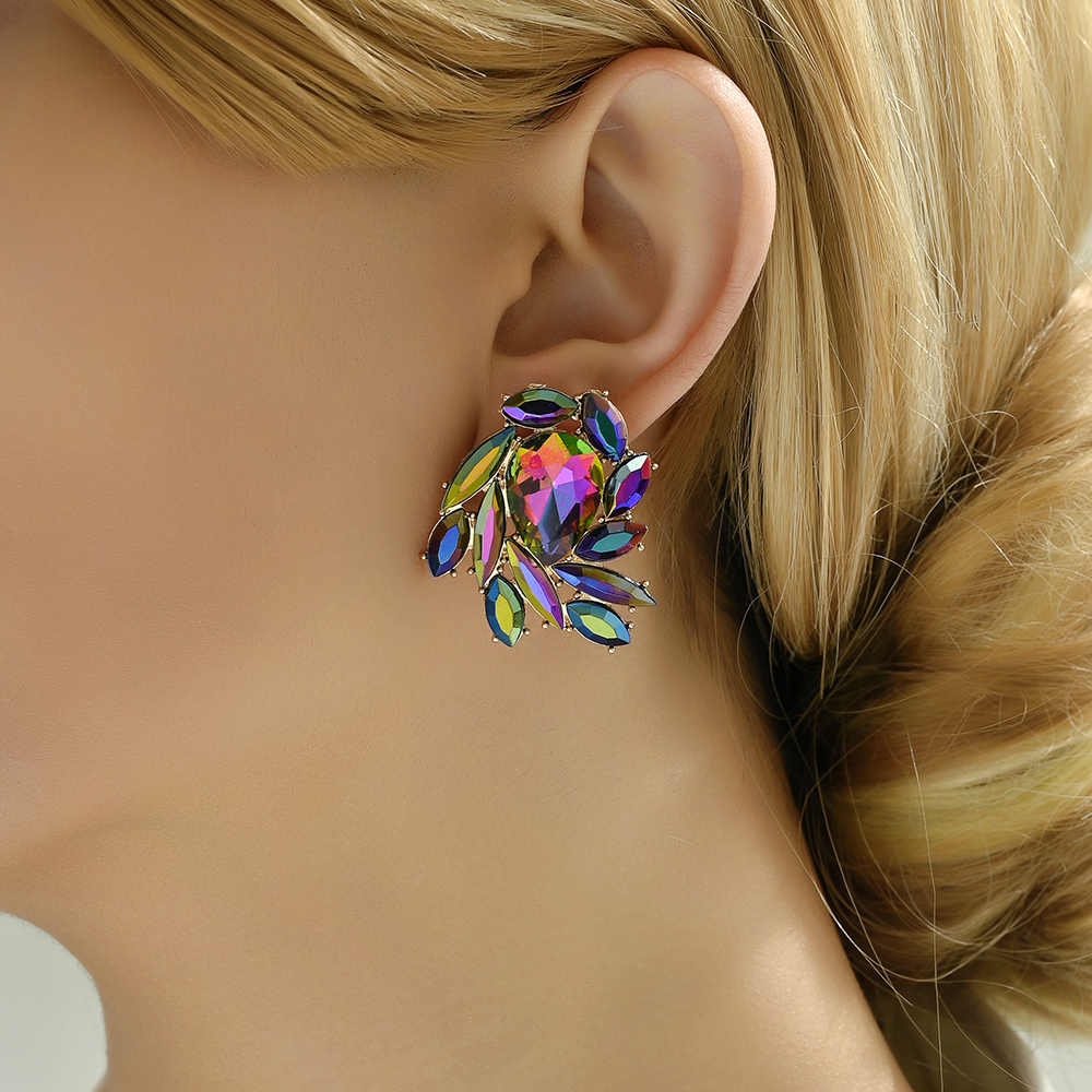 1 Pair Elegant Luxurious Shiny Wings Plating Metal Inlay Zinc Alloy Glass Ear Studs display picture 7