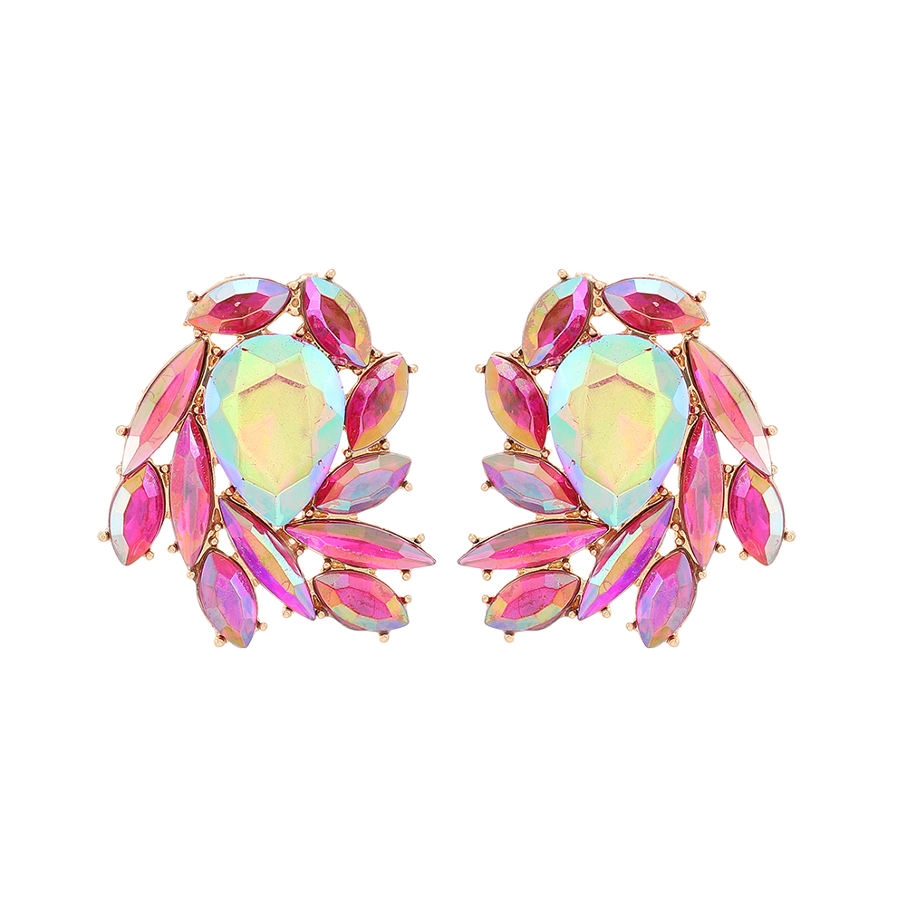 1 Pair Elegant Luxurious Shiny Wings Plating Metal Inlay Zinc Alloy Glass Ear Studs display picture 2