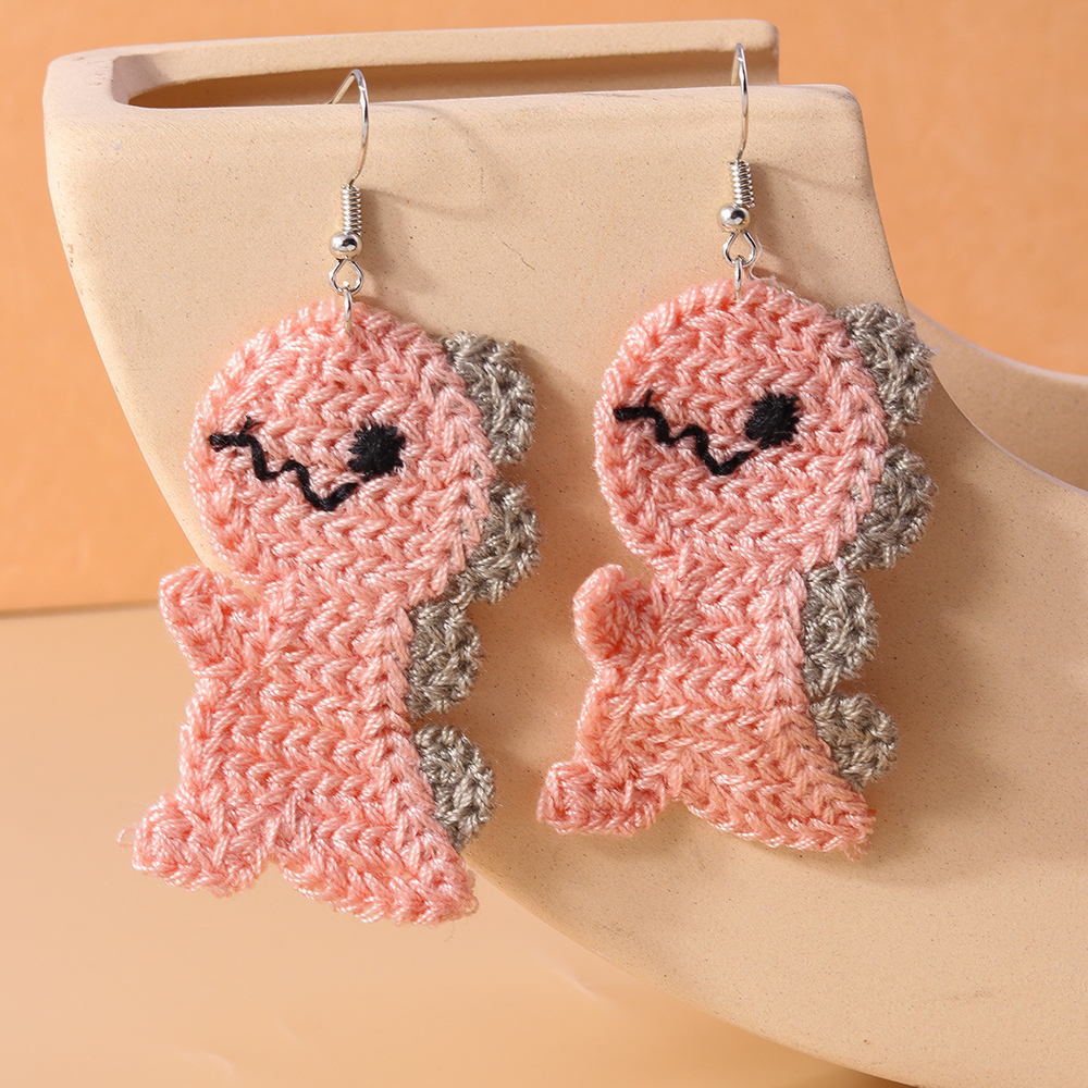 1 Pair Cute Dinosaur Alloy Knit Drop Earrings display picture 5