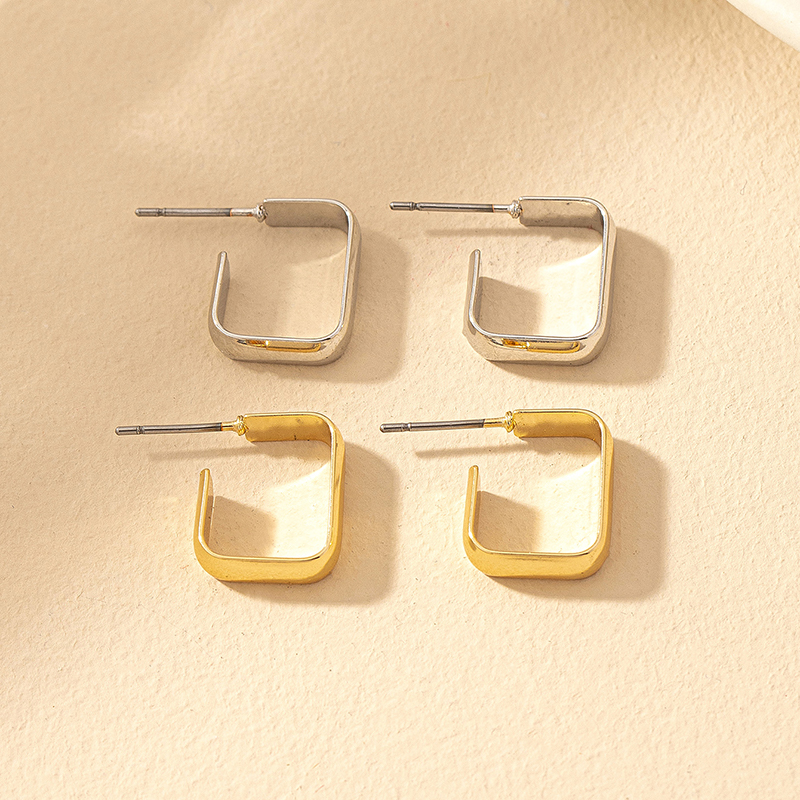 1 Pair Simple Style Classic Style Square Plating Iron Ear Studs display picture 2