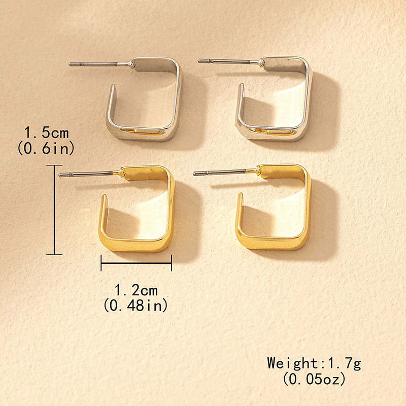 1 Pair Simple Style Classic Style Square Plating Iron Ear Studs display picture 5