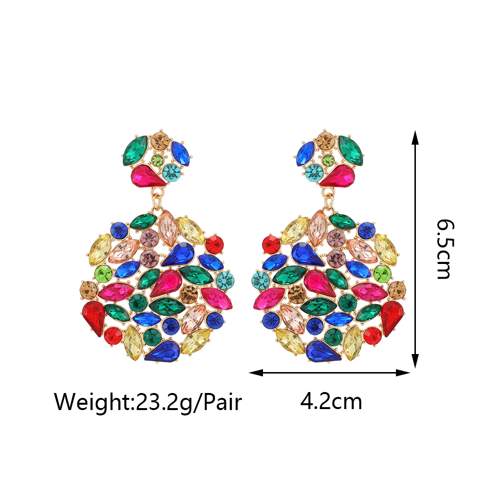 1 Pair Elegant Luxurious Geometric Plating Hollow Out Inlay Zinc Alloy Rhinestones Drop Earrings display picture 1
