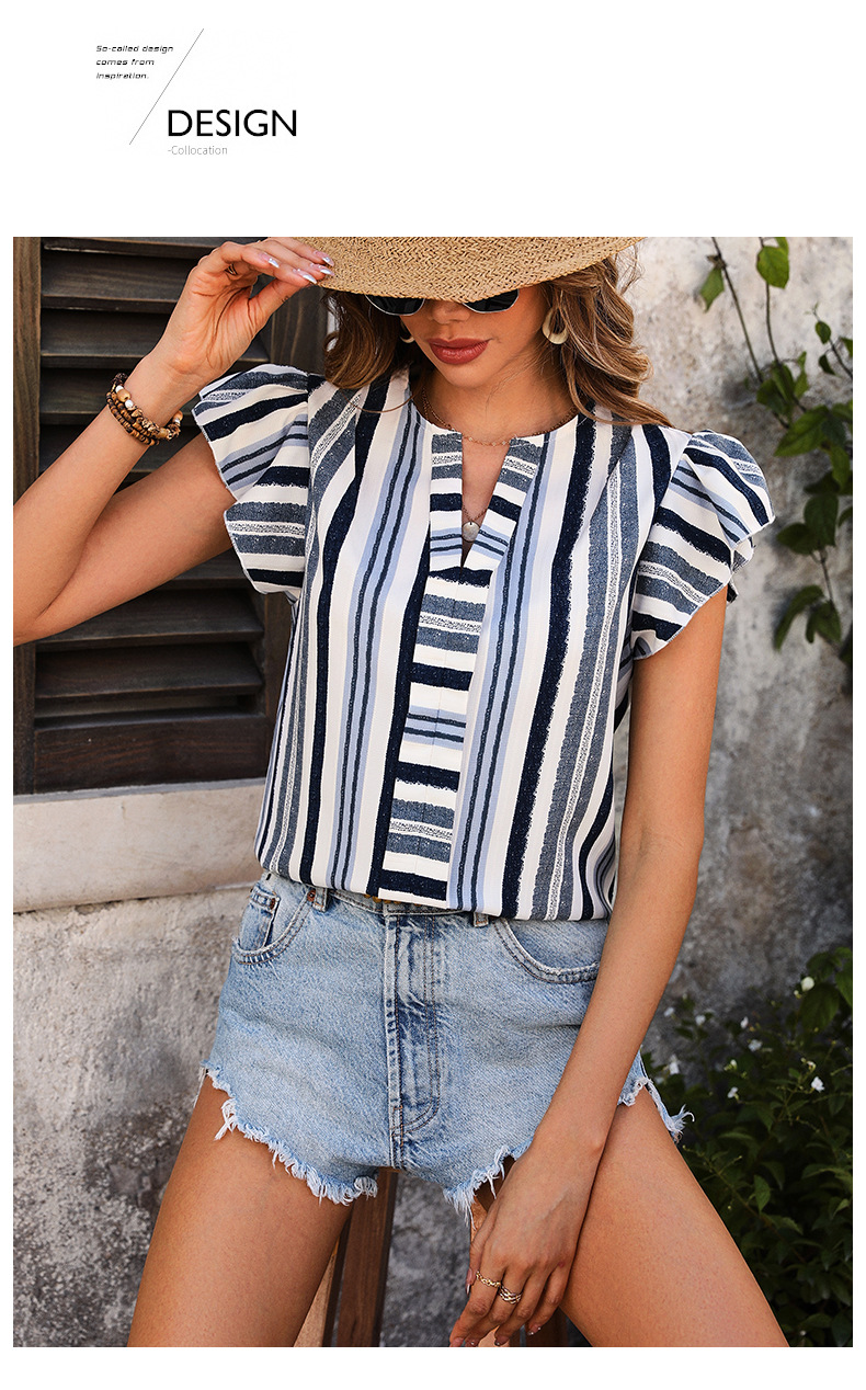 Women's Blouse Short Sleeve Blouses Casual Streetwear Lines display picture 5