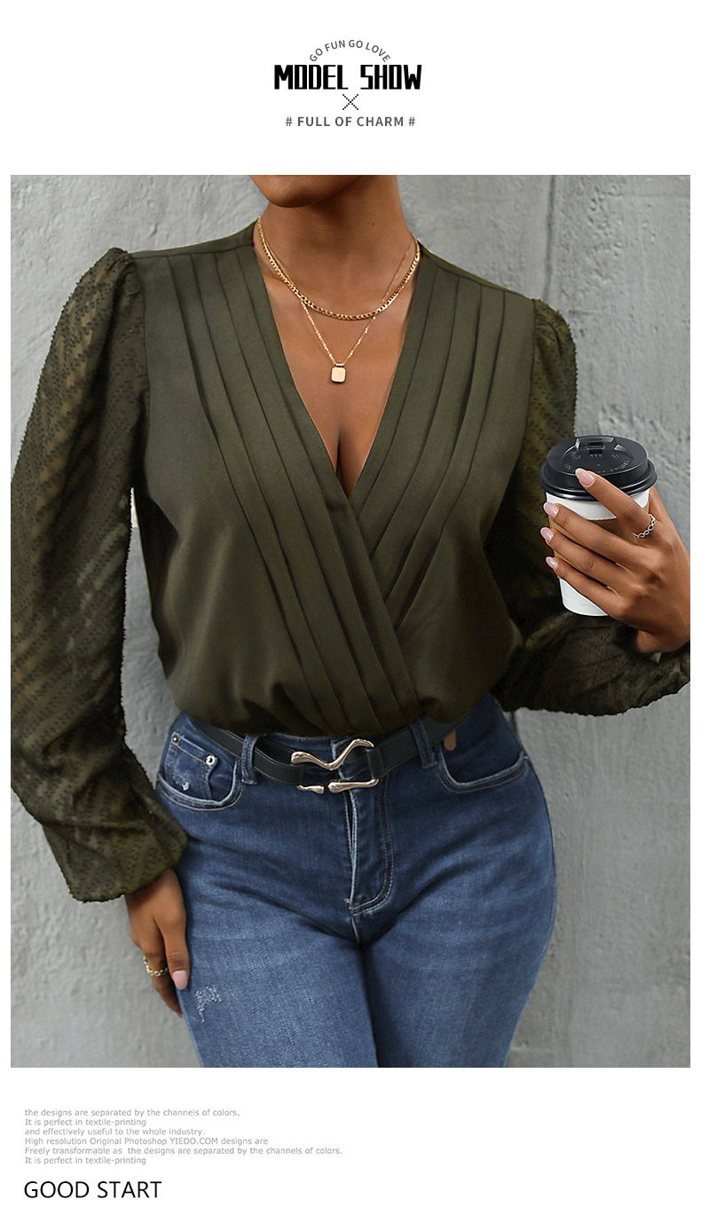Women's Blouse Long Sleeve Blouses Elegant Classic Style Solid Color display picture 6