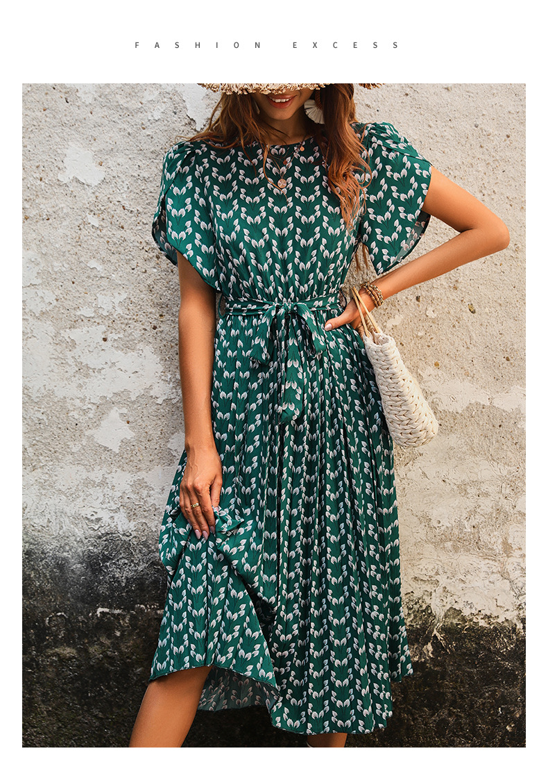 Women's Regular Dress Casual Elegant Round Neck Printing Short Sleeve Printing Midi Dress Daily display picture 2