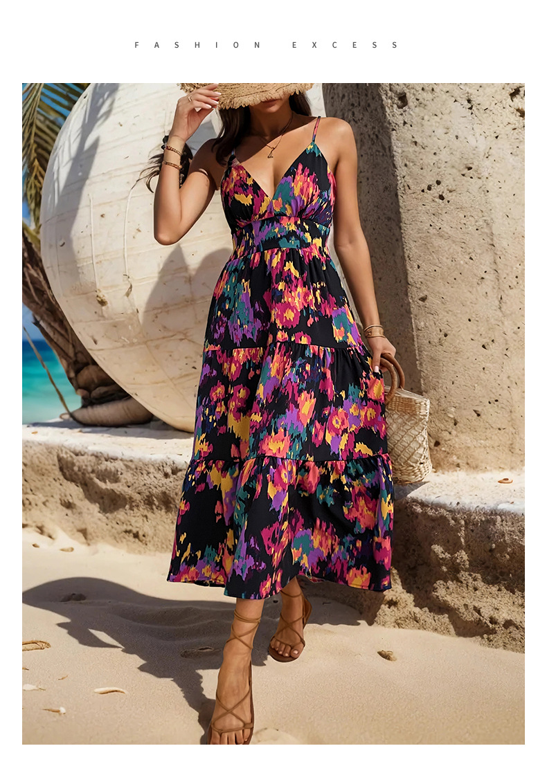 Women's Regular Dress Elegant Classic Style V Neck Backless Sleeveless Printing Maxi Long Dress Daily display picture 2