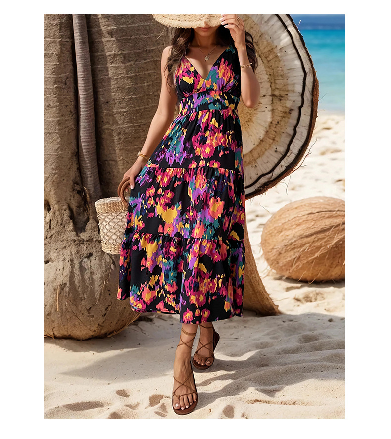 Women's Regular Dress Elegant Classic Style V Neck Backless Sleeveless Printing Maxi Long Dress Daily display picture 6
