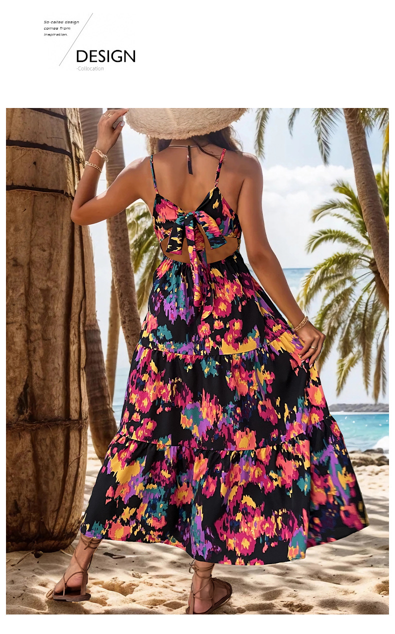 Women's Regular Dress Elegant Classic Style V Neck Backless Sleeveless Printing Maxi Long Dress Daily display picture 7