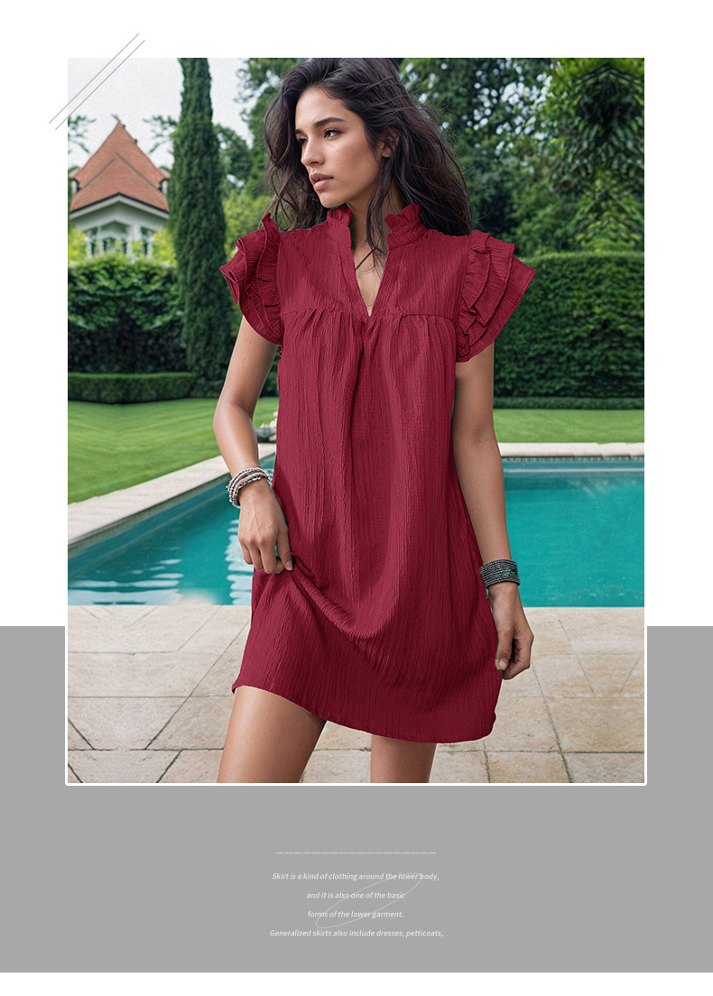 Women's Regular Dress Elegant Standing Collar Short Sleeve Solid Color Above Knee Daily Street display picture 33