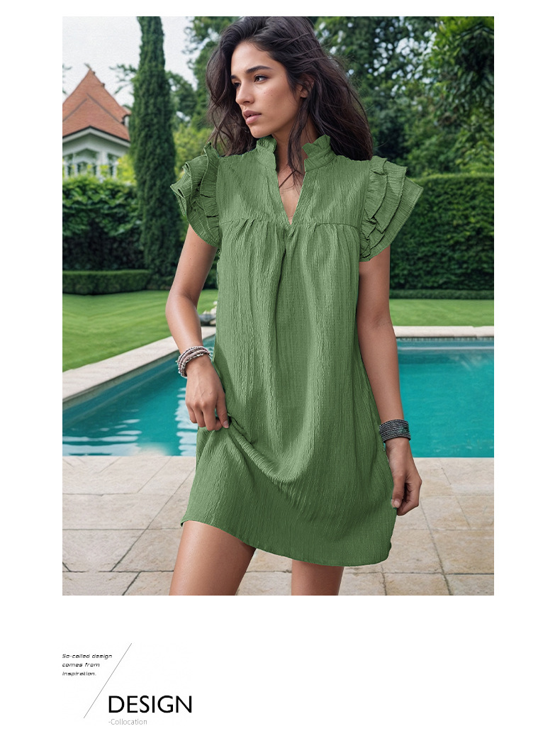 Women's Regular Dress Elegant Standing Collar Short Sleeve Solid Color Above Knee Daily Street display picture 42