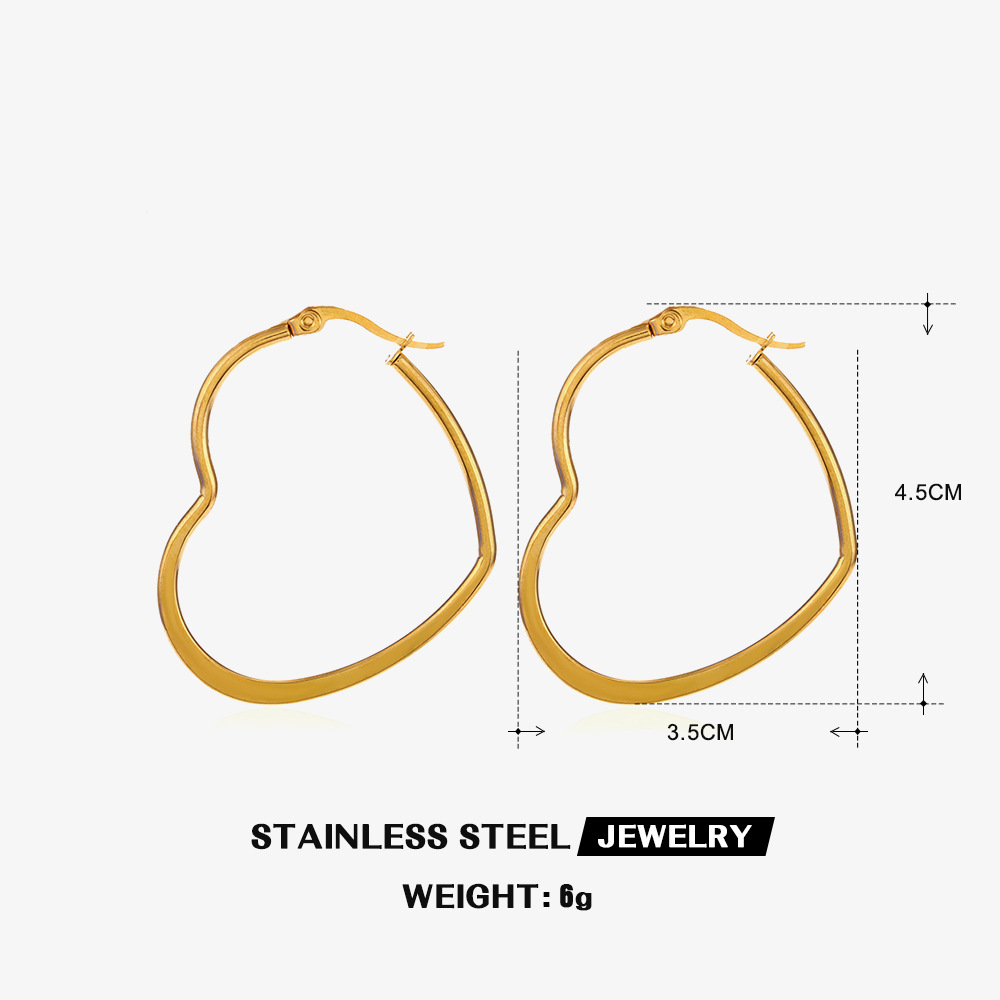 1 Pair Simple Style Heart Shape Flower Plating 304 Stainless Steel Hoop Earrings display picture 1