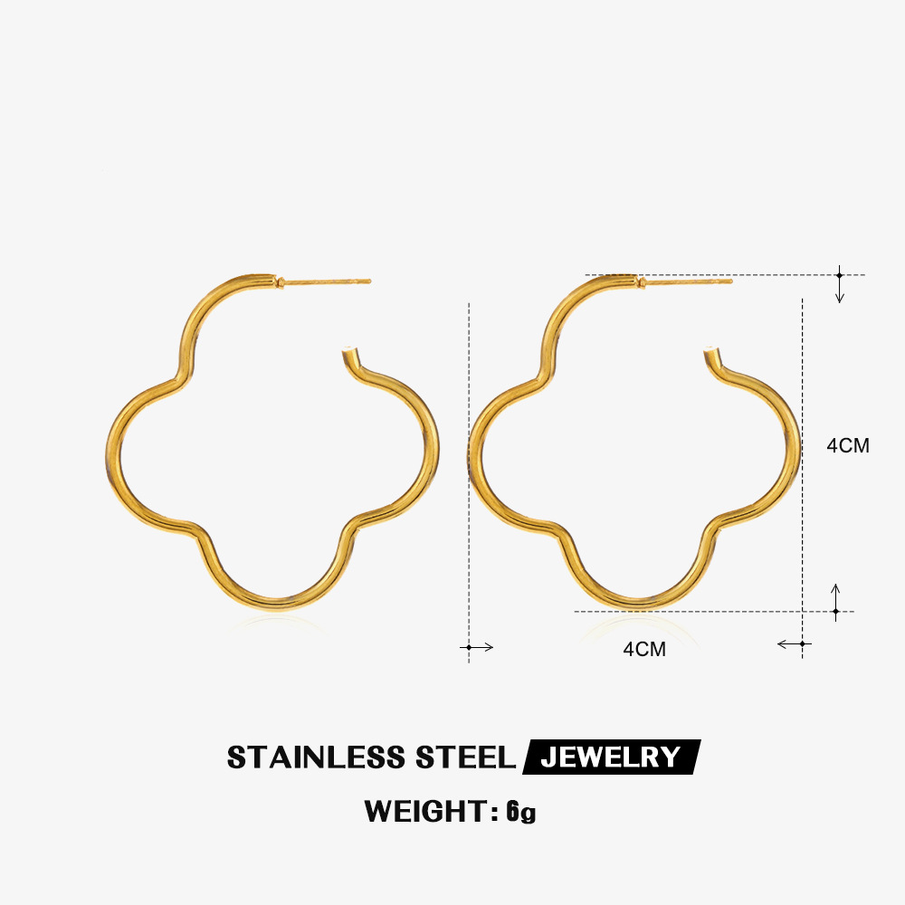 1 Pair Simple Style Heart Shape Flower Plating 304 Stainless Steel Hoop Earrings display picture 2