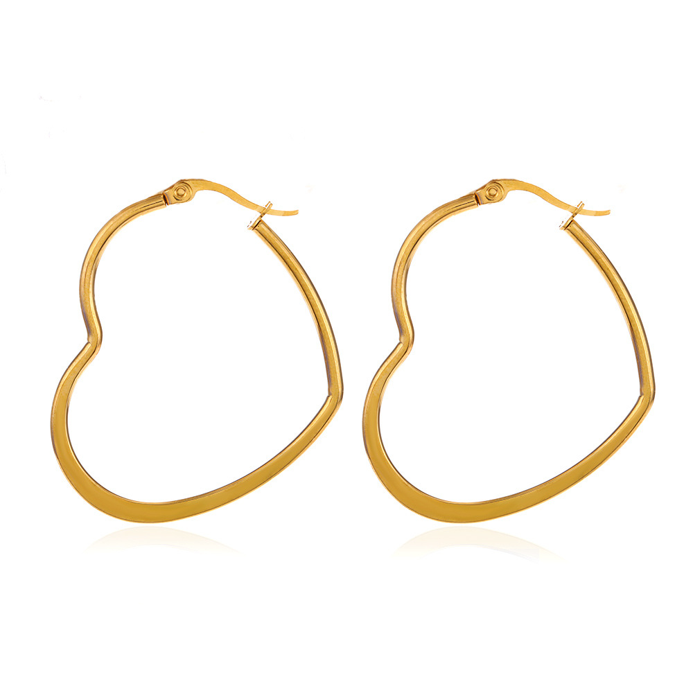 1 Pair Simple Style Heart Shape Flower Plating 304 Stainless Steel Hoop Earrings display picture 8