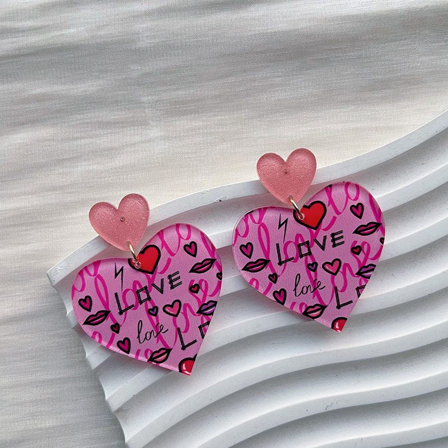 1 Pair Elegant Romantic Heart Shape Arylic Drop Earrings display picture 3
