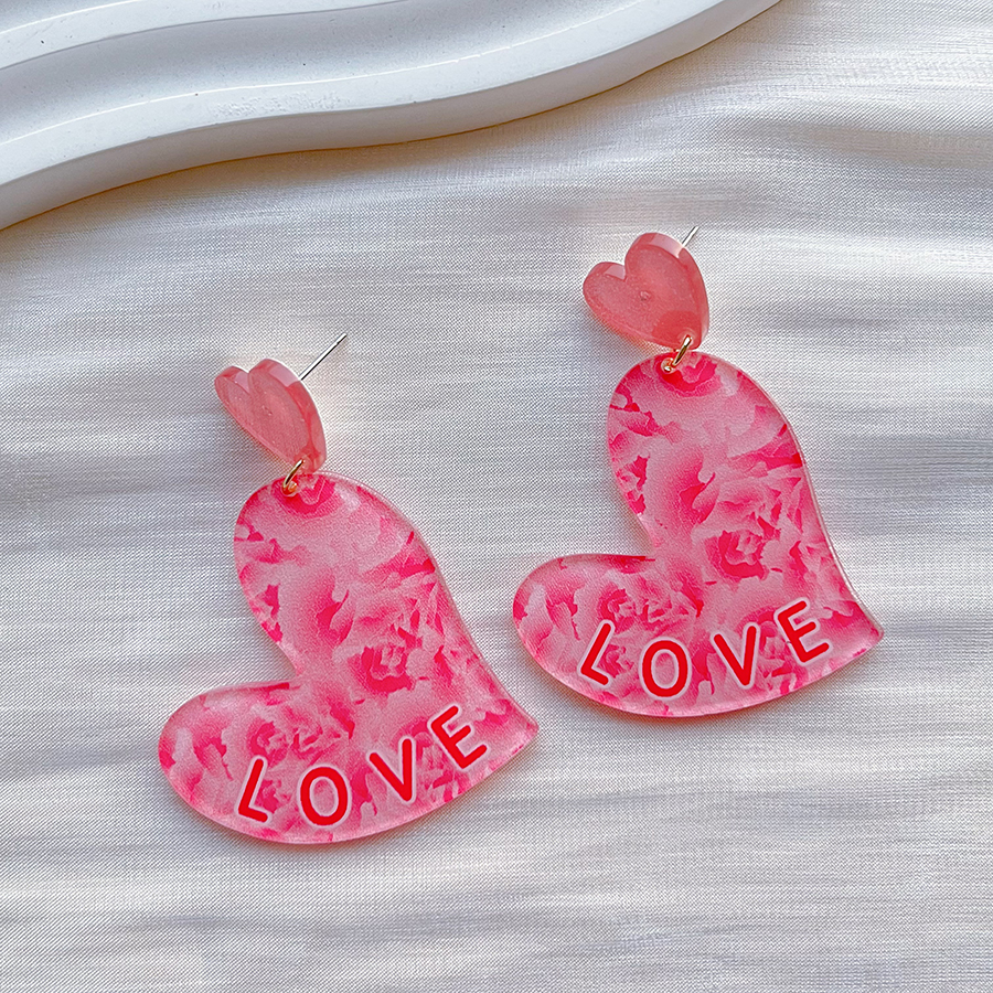 1 Pair Sweet Heart Shape Arylic Drop Earrings display picture 8