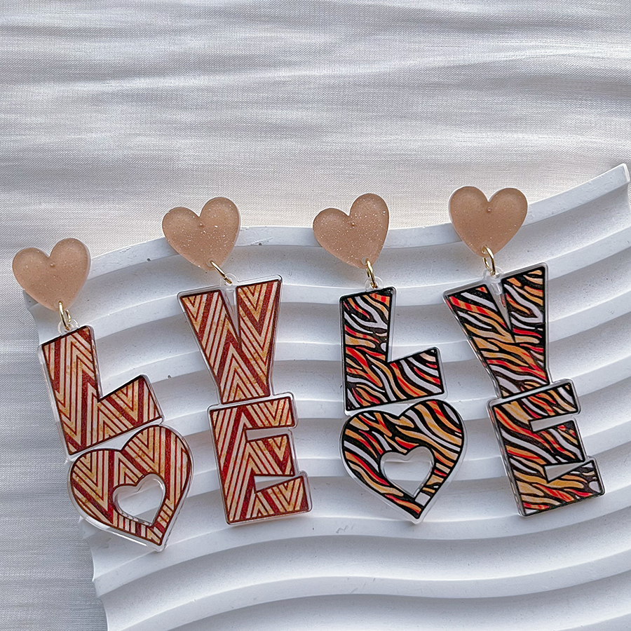 1 Pair Sweet Letter Rainbow Arylic Drop Earrings display picture 3
