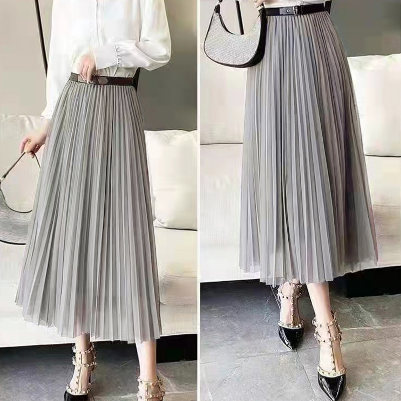 Summer Spring Autumn Classic Style Solid Color Polyester Maxi Long Dress Skirts display picture 4