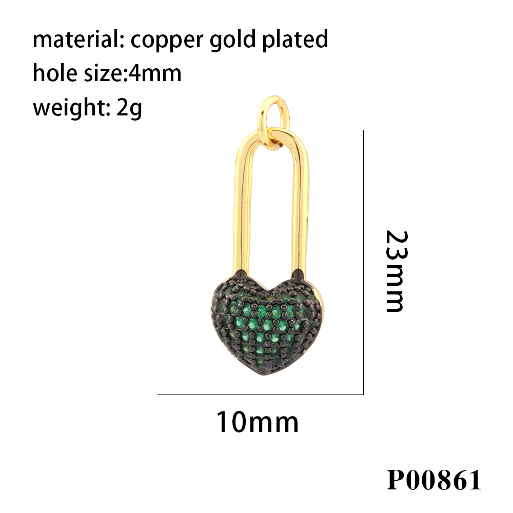 1 Piece Ig Style Elegant Sweet Heart Shape Lock Copper Plating Inlay Pendant Jewelry Accessories display picture 6
