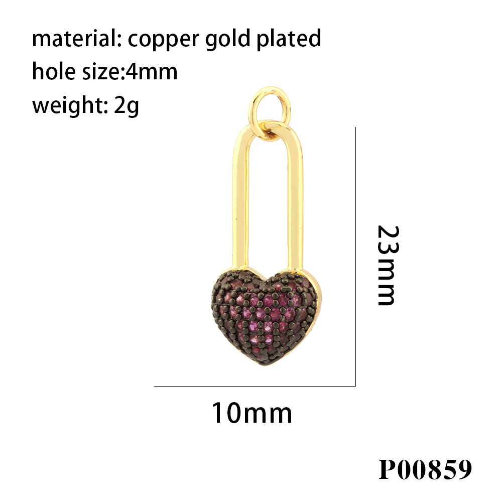 1 Piece Ig Style Elegant Sweet Heart Shape Lock Copper Plating Inlay Pendant Jewelry Accessories display picture 3