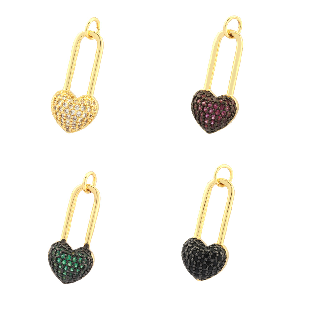 1 Piece Ig Style Elegant Sweet Heart Shape Lock Copper Plating Inlay Pendant Jewelry Accessories display picture 8