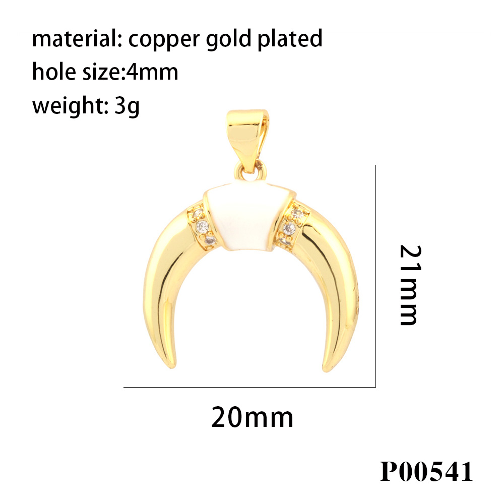 1 Piece Ig Style Hip-hop Commute Moon Horns Copper Plating Inlay Pendant Jewelry Accessories display picture 4