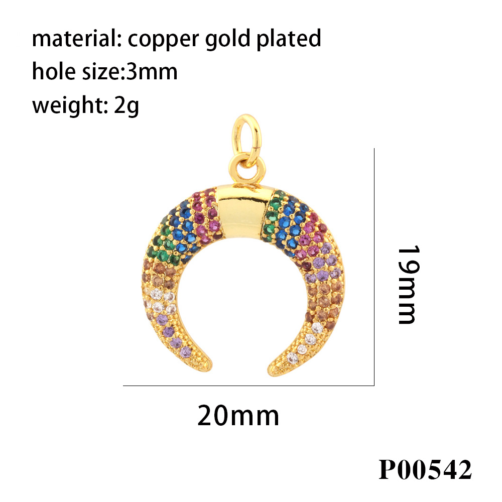 1 Piece Ig Style Hip-hop Commute Moon Horns Copper Plating Inlay Pendant Jewelry Accessories display picture 5
