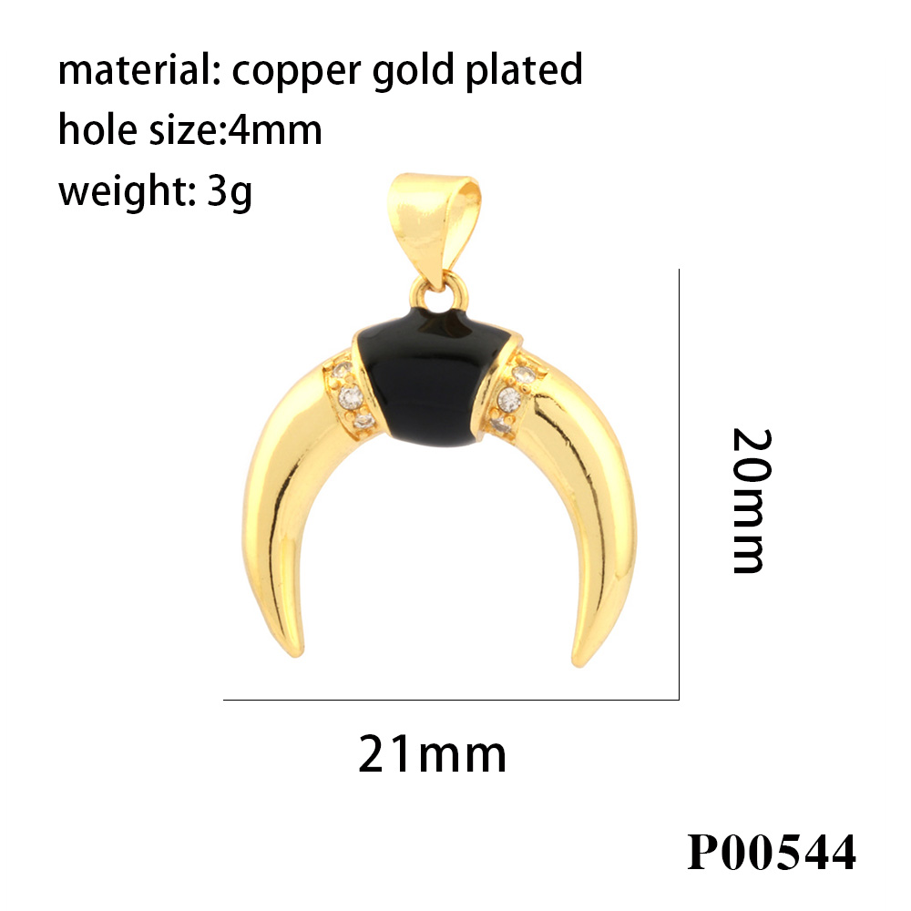 1 Piece Ig Style Hip-hop Commute Moon Horns Copper Plating Inlay Pendant Jewelry Accessories display picture 9