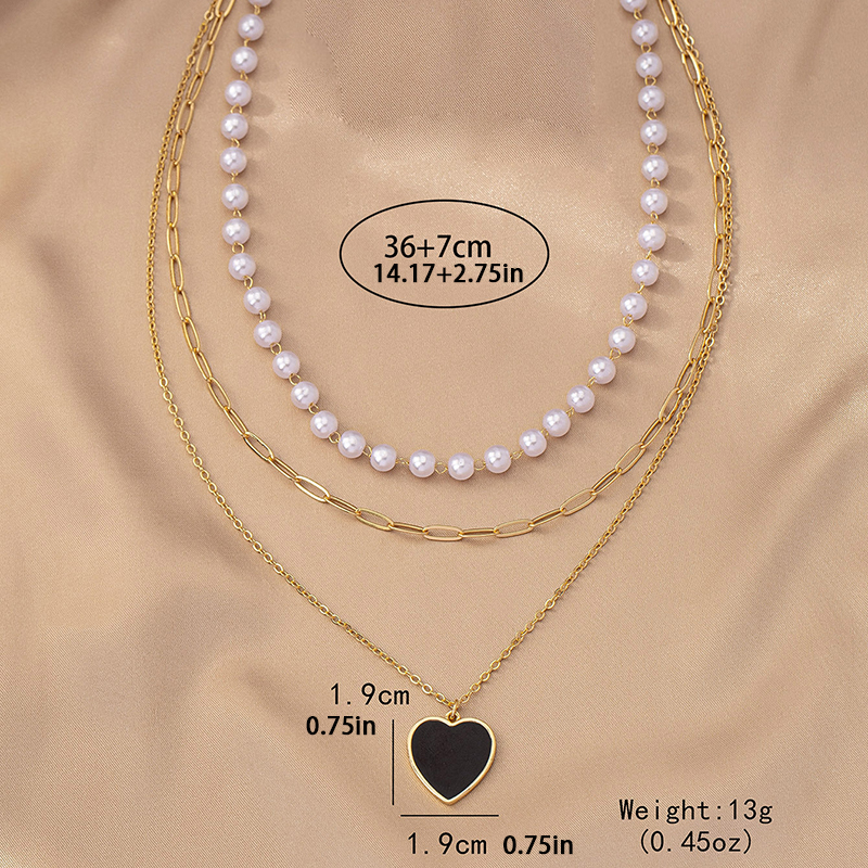 Simple Style Heart Shape Plastic Zinc Alloy Women's Three Layer Necklace display picture 5