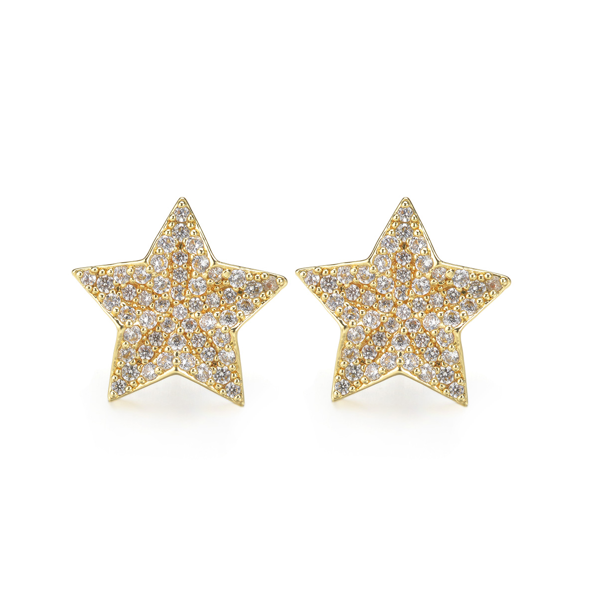1 Pair Simple Style Pentagram Copper Alloy Zircon Ear Studs display picture 5