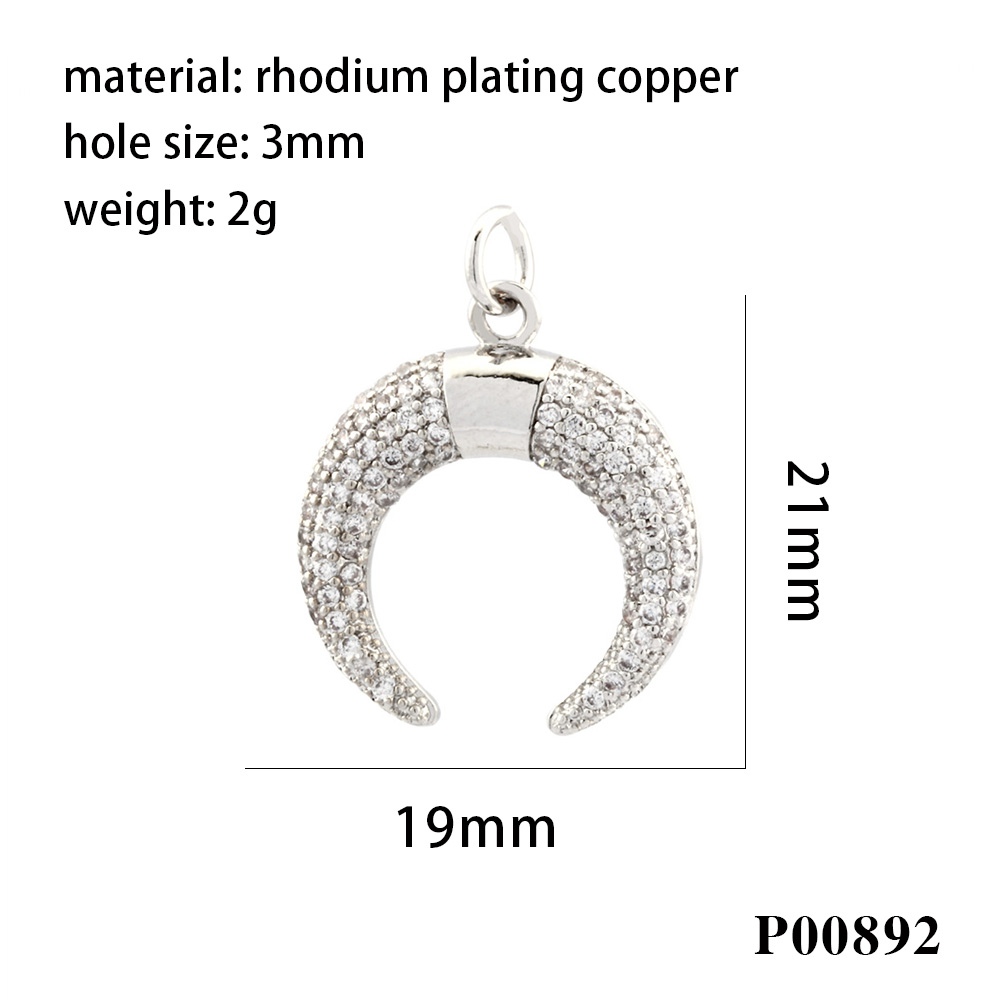 1 Piece Ig Style Hip-hop Commute Moon Horns Copper Plating Inlay Pendant Jewelry Accessories display picture 12