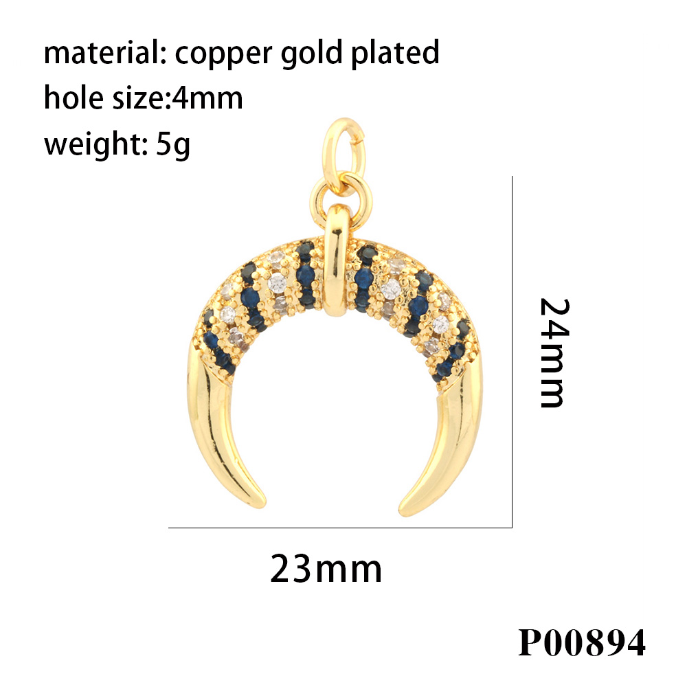 1 Piece Ig Style Hip-hop Commute Moon Horns Copper Plating Inlay Pendant Jewelry Accessories display picture 15