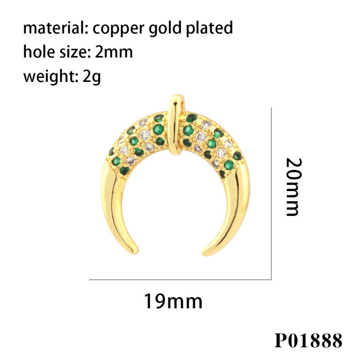 1 Piece Ig Style Hip-hop Commute Moon Horns Copper Plating Inlay Pendant Jewelry Accessories display picture 11