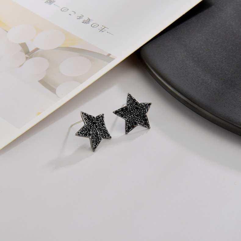 1 Pair Simple Style Pentagram Copper Alloy Zircon Ear Studs display picture 2
