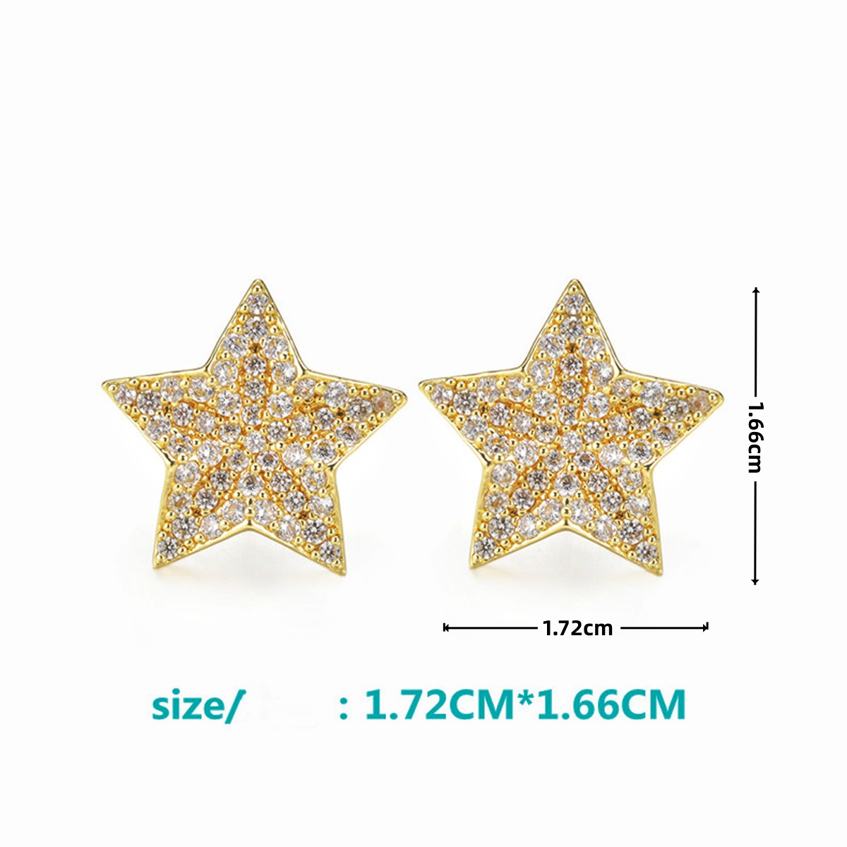 1 Pair Simple Style Pentagram Copper Alloy Zircon Ear Studs display picture 1