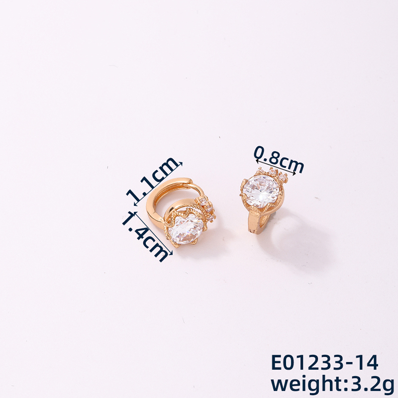 1 Stück Einfacher Stil Blume Kupfer Perle Zirkon K Vergoldet Reif Ohrringe display picture 1