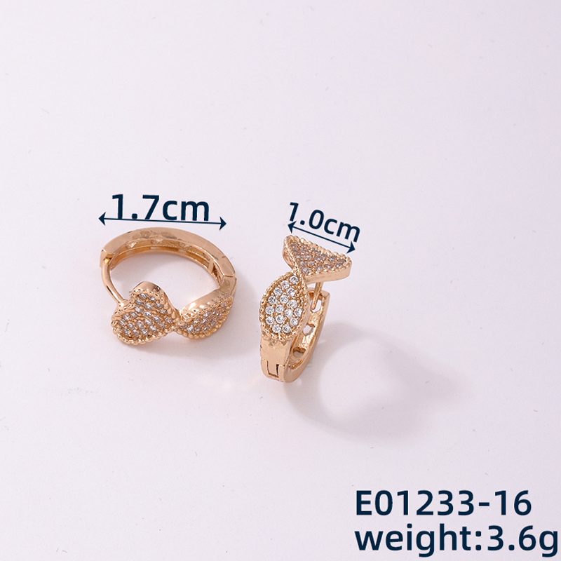 1 Paar Lässig Einfacher Stil Geometrisch Kupfer Zirkon Reif Ohrringe display picture 3