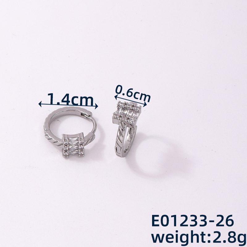 1 Paar Lässig Einfacher Stil Geometrisch Kupfer Zirkon Reif Ohrringe display picture 1