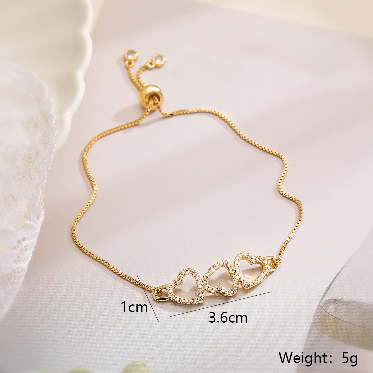 Elegant Simple Style Heart Shape Flower Copper Plating Inlay Zircon 18k Gold Plated Bracelets display picture 2