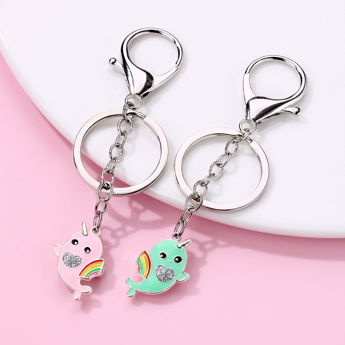Casual Cartoon Style Cute Rainbow Whale Alloy Bag Pendant Keychain display picture 4