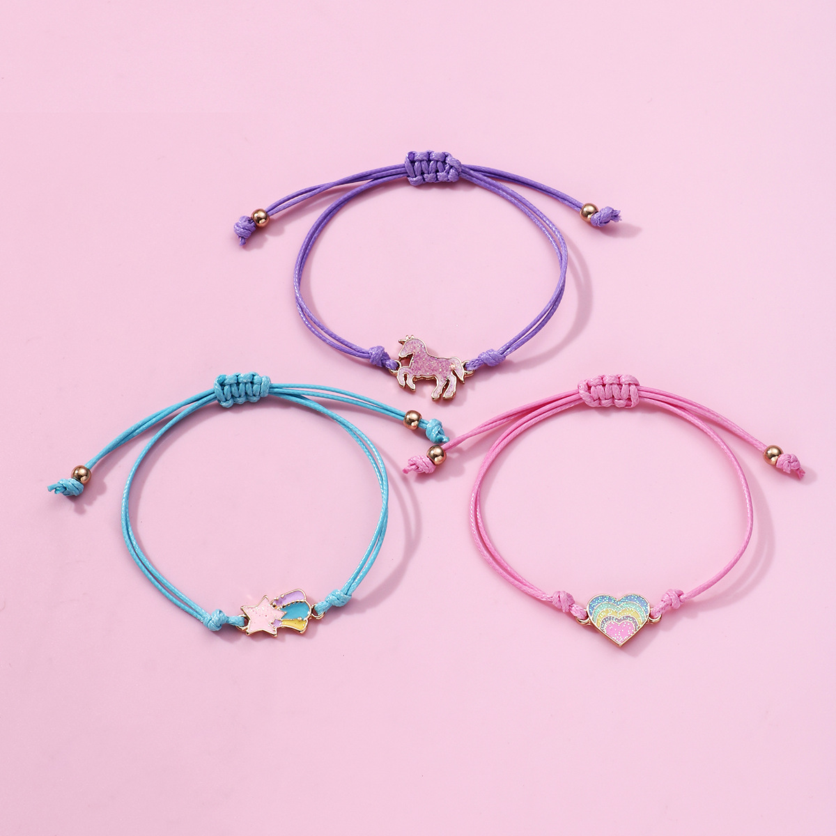 Casual Cute Animal Rainbow Heart Shape Alloy Rope Enamel Women's Bracelets display picture 5