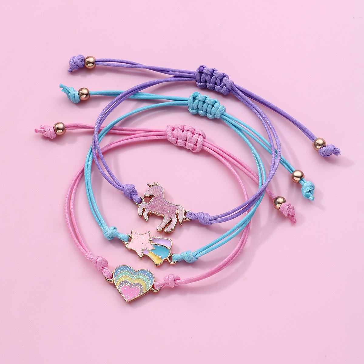 Casual Cute Animal Rainbow Heart Shape Alloy Rope Enamel Women's Bracelets display picture 6