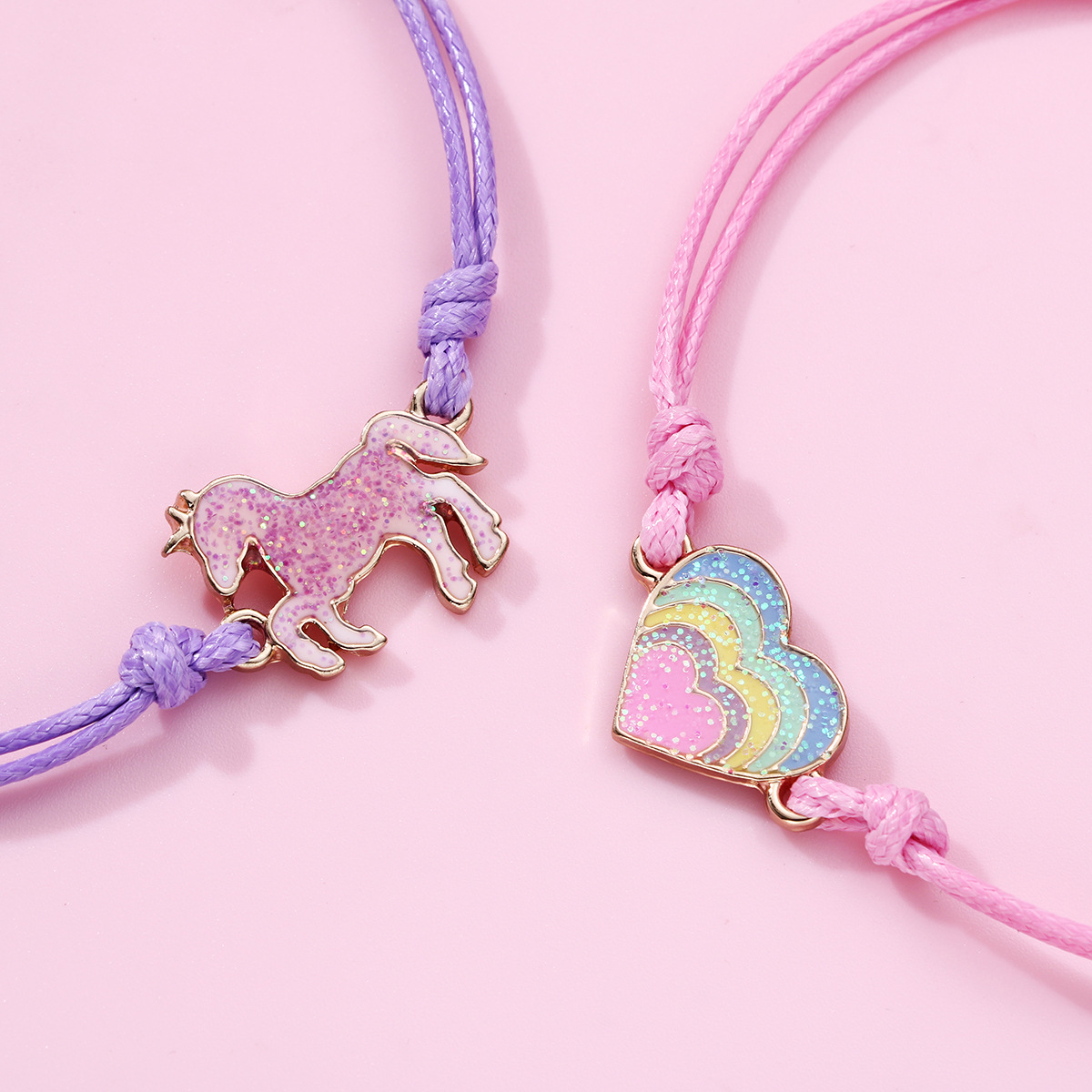 Casual Cute Animal Rainbow Heart Shape Alloy Rope Enamel Women's Bracelets display picture 7