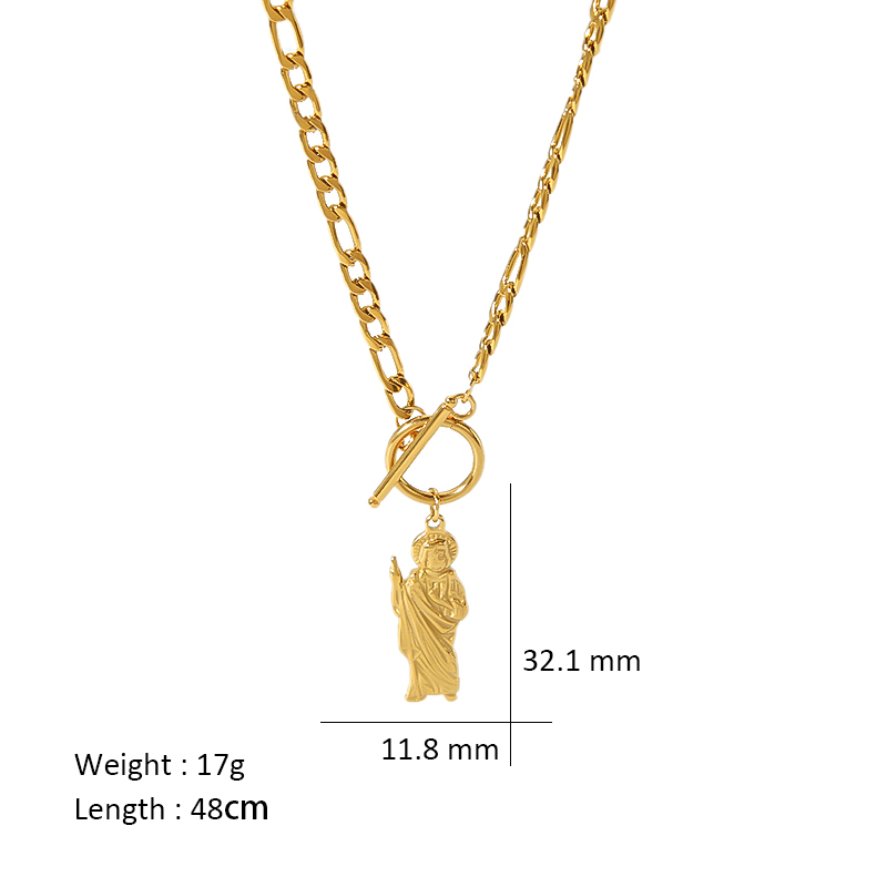 Vintage Style Buddha Stainless Steel 18k Gold Plated Pendant Necklace display picture 3