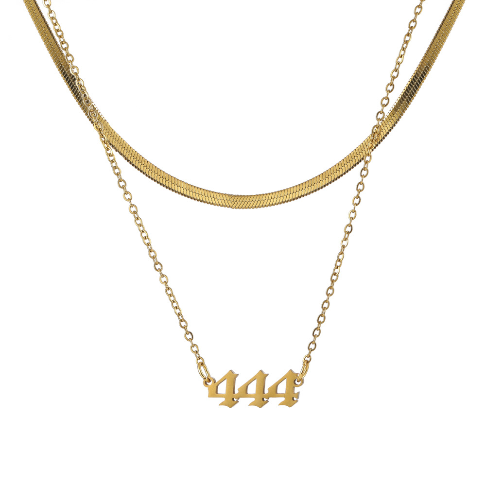 Elegant Einfacher Stil Anzahl Rostfreier Stahl Überzug 18 Karat Vergoldet Doppellagige Halsketten display picture 3