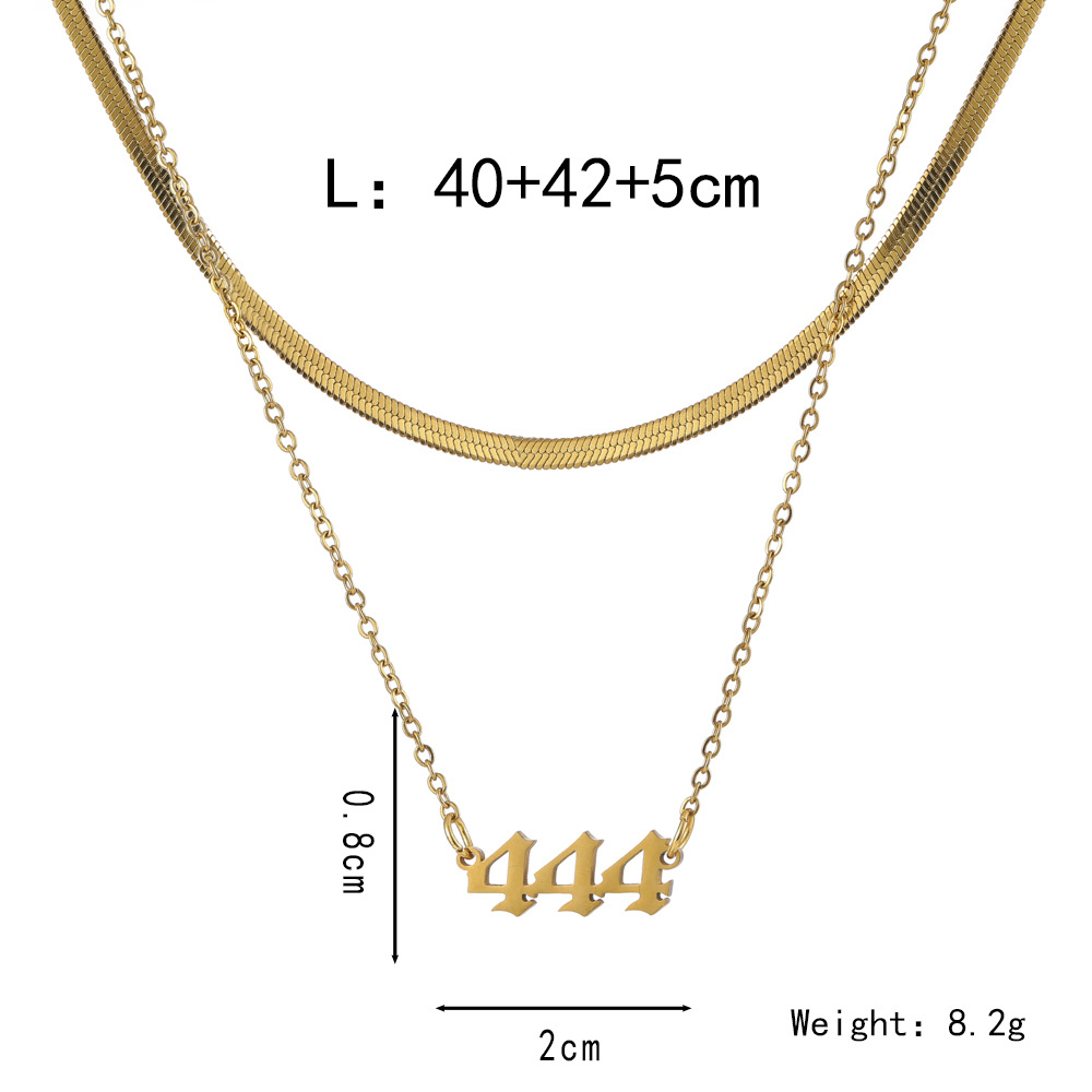 Elegant Simple Style Number Stainless Steel Plating 18k Gold Plated Double Layer Necklaces display picture 2